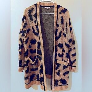 Remixmess long open front cardigan size medium brown and black